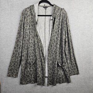 Lucky Brand Women's Animal Printed Open Front Light weight Sweater Hoodie Size M